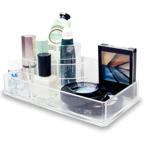 TRADE SHOP - Organizer Cosmetici Make Up Accessori Espositore 8 Scomparti 17x9cm Acrilico -