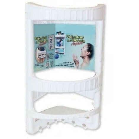 TRADE SHOP - Organizer In Plastica 3 Ripiani Mensole Angolare Con Bagno Doccia Accessori -