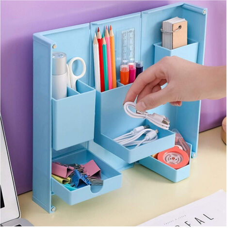 TRADE SHOP - Organizer In Plastica Per Trucchi Da Scrivania 24.5 X 28 Cm Pochetta Per Trucchi -