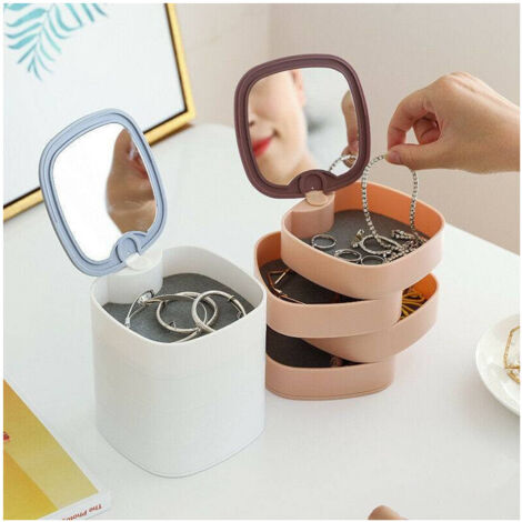 TRADE SHOP - Organizer Per Trucco Cosmetici Accessori Casa Con 4 Cassetti Espositore Specchio -