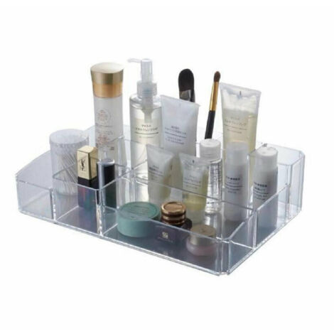 TRADE SHOP - Organizer Portatrucchi Cosmetici 10 Scomparti In Abs Trasparente 34x22x9cm 59065 -