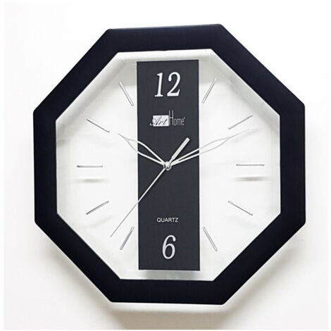 TRADE SHOP - Orologio Analogico Parete 28 Cm Quadrante Ottagonale Nero Trasparente Plastica -