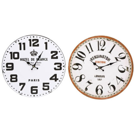 TRADE SHOP - Orologio Da Parete In Legno Rotondo Vintage Retro' Analogico Casa Cucina 218694 -