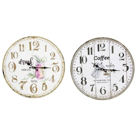 TRADE SHOP - Orologio Da Parete Muro In Legno Analogico Decorato Cucina Stanza Casa 218691 -