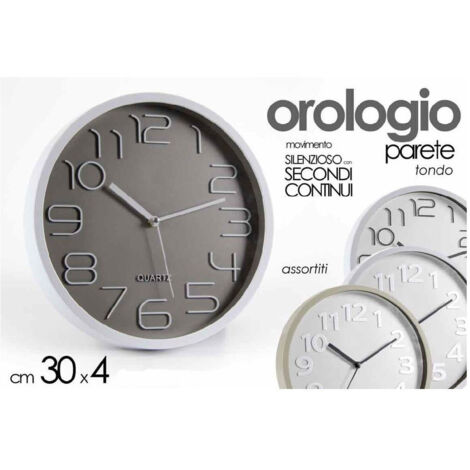 TRADE SHOP - Orologio Da Parete Tondo 30x4 Cm Movimento Silenzioso Elegante Assortiti 684111 -