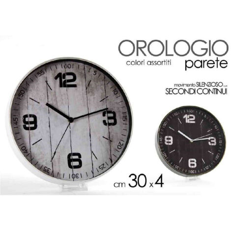 TRADE SHOP - Orologio Da Parete Tondo Movimento Silenzioso 30x4cm Plastica Vari Colori 738869 -