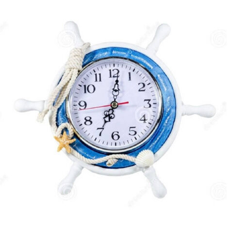 TRADE SHOP - Orologio Da Tavolo In Legno A Forma Di Timone Barca Arredamento Nautica Design -