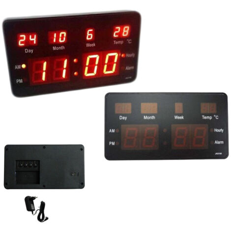 TRADE SHOP - Orologio Digitale A Led Da Parete Da Scrivania Data Temperatura Sveglia Jh2158 -