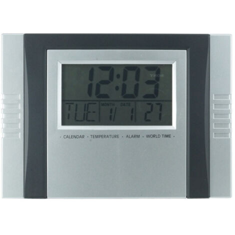 TRADE SHOP - Orologio Digitale Da Parete Da Scrivania Temperatura Datario Allarme Crono 2304 -