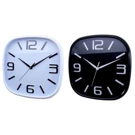 TRADE SHOP - Orologio Parete Muro Quadrato Analogico Casa Arredamento 30cm Bianco Nero 206959 -