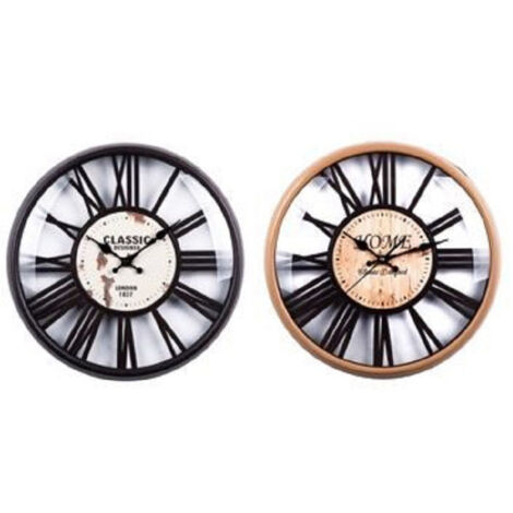 TRADE SHOP - Orologio Parete Tondo In Plastica 41cm Vintage Retro 2 Modelli Assortiti 5661110 -