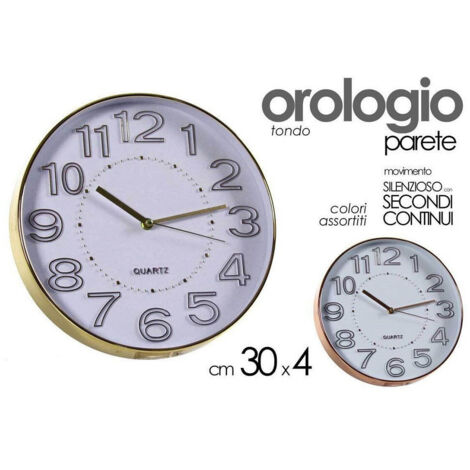 TRADE SHOP - Orologio Parete Tondo Movimento Silenzioso 30x4 Cm Vari Colori Assortiti 722127 -
