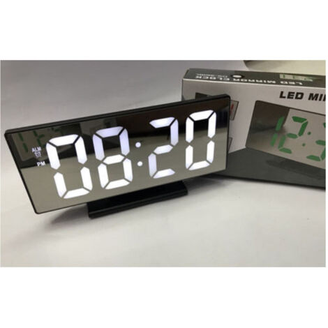 TRADE SHOP - Orologio Sveglia Datario Ds-3618l Specchio Termometro Digitale Da Tavolo Lcd -