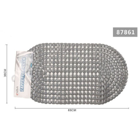 Trade Shop - OVALE DIAMANTGRAUE RUTSCHFESTE BADEMATTE FÜR BADEWANNE DUSCHE 36 X 66CM 87861 -