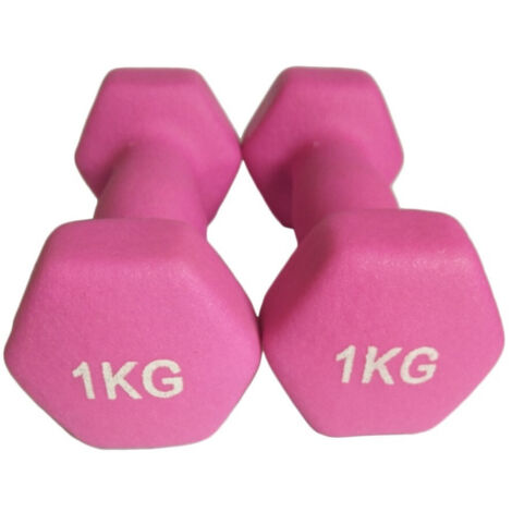 Trade Shop - PAAR GEWICHTE HANTELN GYM HANTEL 1+1KG FITNESS LANGHANTELN HERZÜBUNGEN -