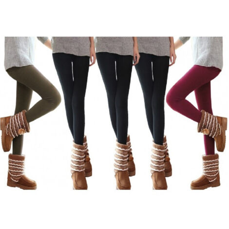 Trade Shop - PACK 5 LEGGINGS DONNA EFFETTO TERMICO INTERNO FELPATO ELASTICIZZAA ASS. MARKT -    S-M