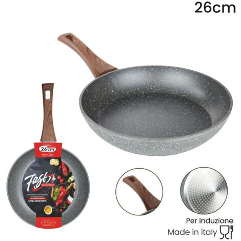 TRADE SHOP - Padella Rivestimento Antiaderente Antigraffio Per Induzione Manico Legno Da ø 18 A 26 Cm - -diametro 26cm -