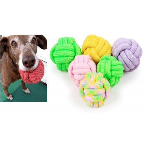 TRADE SHOP - Palla In Corda Gioco 10cm In Tessuto Per Cane Denti Masticare Lanciatore Parco Dog -