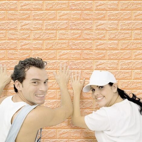 Trade Shop - Pannello Adesivo Per Decorazione Parete Effetto Pietra Muro 70 X 60 Cm Rosa -