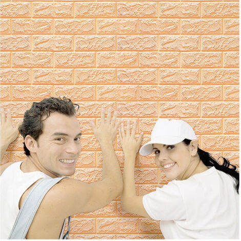TRADE SHOP - Pannello Adesivo Per Decorazione Parete Effetto Pietra Muro 70 X 60 Cm Rosa -