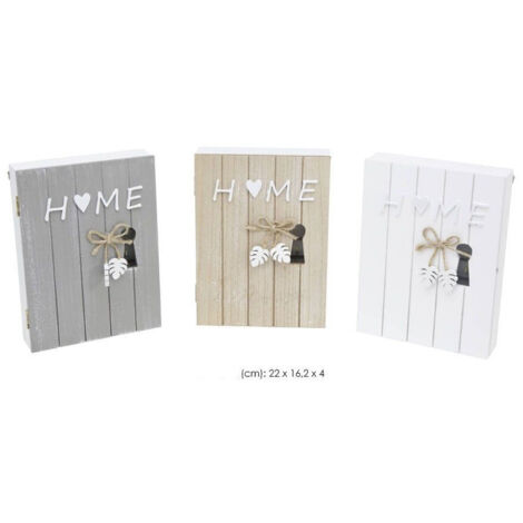 TRADE SHOP - Pannello Contenitore Box Cassetta Appendi Porta Chiavi In Legno Home Con Fiocco -