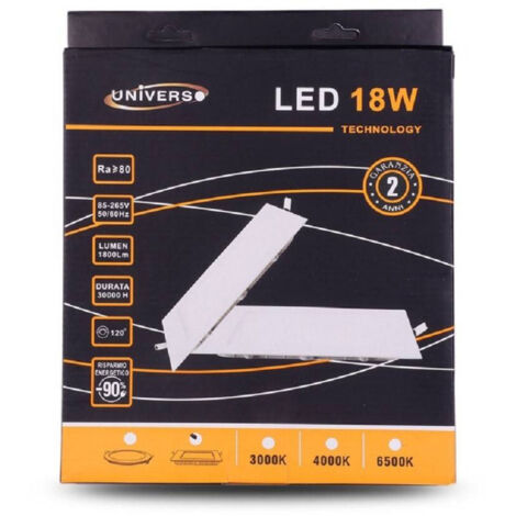 Trade Shop - Pannello Led Slim 18w Incasso Quadrato In Pvc Luce Caldo Freddo Naturale P205aq -