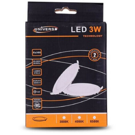 Trade Shop - Pannello Led Slim 3w Incasso Quadrato In Pvc Bianco Caldo Freddo Naturale P73aq -
