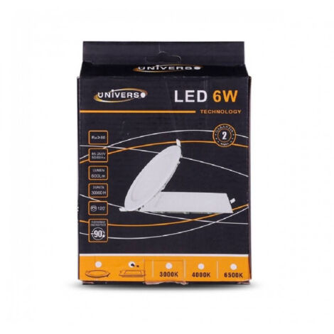 TRADE SHOP - Pannello Led Slim 6w Incasso Quadrato In Pvc Luce Caldo Freddo Naturale P105aq - -Bianco Naturale -