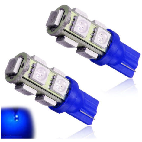 Trade Shop - Par De Bombillas De Luz De Matrícula 9 Led Azules De Repuesto 5w Para Interior De Coche Deportivo -