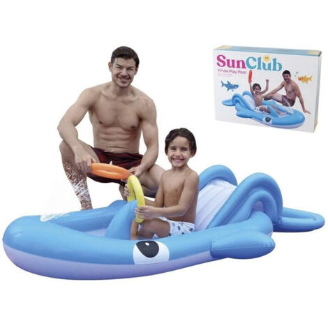 TRADE SHOP - Parco Giochi Acquatico Gonfiabile Scivolo Piscina Blue Whale 210x130x35cm 57166 -
