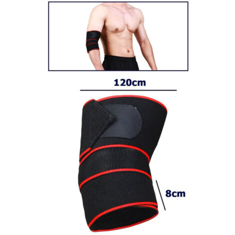 Trade Shop - Pareja Codo Elástico Banda Bandage Tutor Soporte Para El Codo 120x8cm Rojo -