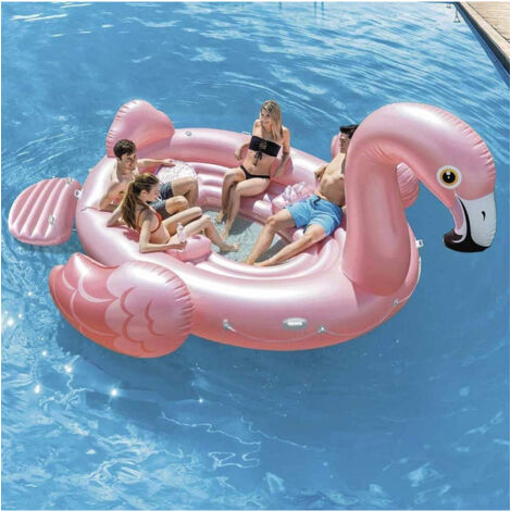 Trade Shop - Partido Flamenco Inflable Gigante 422 X 373 X 185 Cm Piscina De Mar 4 Asientos -