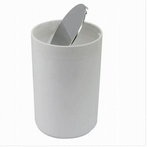 TRADE SHOP - Pattumiera Cestino Secchio Rifiuti Bianco Arredo Bagno Coperchio Basculante 79867 -