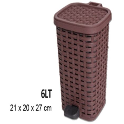 Trade Shop - Pattumiera Plastica A Pedale 6 Litri Bidone Cestino Spazzatura Differenziata