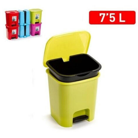 TRADE SHOP - Pattumiera Plastica A Pedale 7 Litri Bidone Cestino Spazzatura Differenziata -