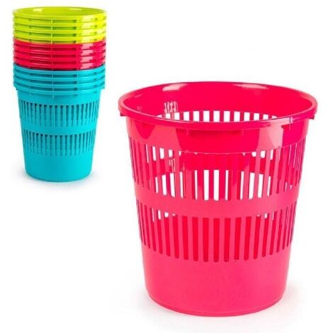 Trade Shop - Pattumiera Tonda Cestino In Plastica 11.3lt 27.5x27.5x28cm In Vari Colori 11962 -