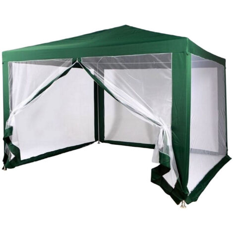 Trade Shop - Pavillon, 2,4 x 3 x 2,50 m, Gartenmarkise, wasserdicht, grüne Abdeckung mit Moskitonetz -