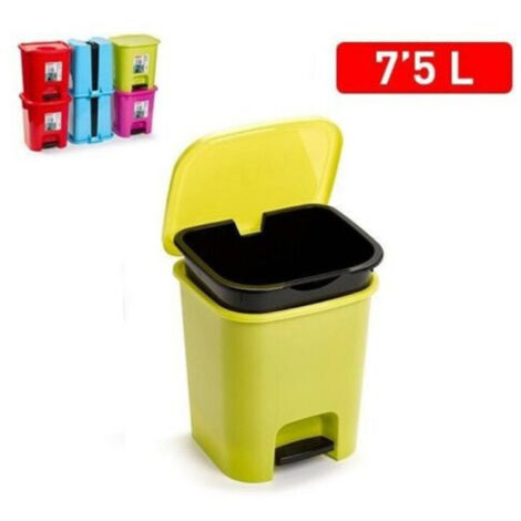 Trade Shop - PEDALBETRIEBENER KUNSTSTOFF-MÜLLEIMER 7 LITER RECYCLING-EIMER -