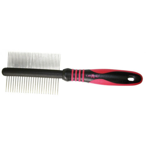 Trade Shop - Peine Doble Para Perros De Todas Las Razas Con Pelo Suave, áspero Y Largo -