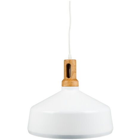 Trade Shop - PENDENT LAMPADA LAMPADARIEN IN PARABOLA BIANCA BASE IN LEGNO VT-7545 -