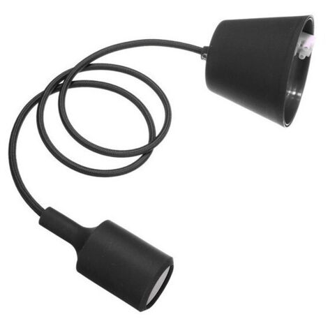 TRADE SHOP - Pendente A Soffitto Lampadario Lampada Moderno Cavo In Tessuto 1m Colore - Nero