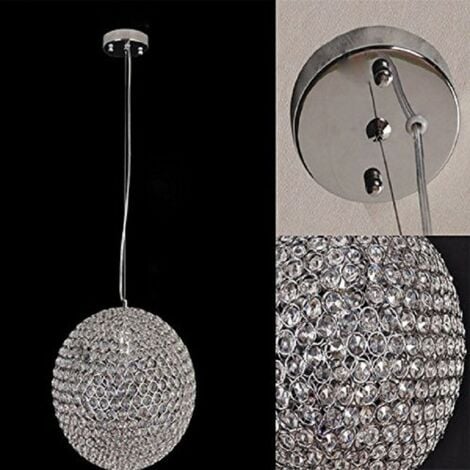 Trade Shop - Pendente Lampada Lampadario Sferico Tondo Chiuso Cristalli Soffitto Luce Led Design