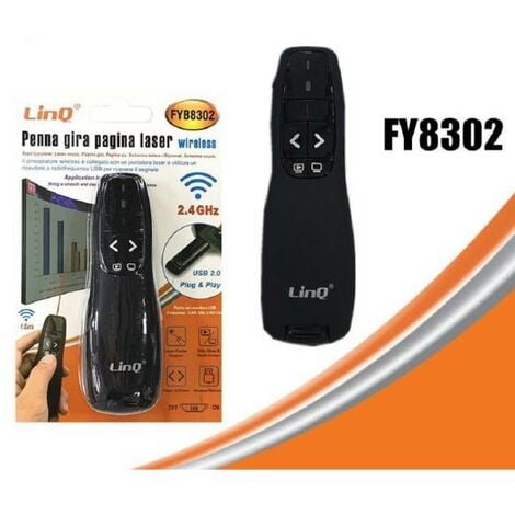 Trade Shop - Penna Gira Pagine Laser Wireless Puntatore Telecomando Per Presentazioni Fy8302