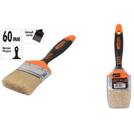 TRADE SHOP - Pennello Piatto 2.5" 60mm Setole Morbide Pittura Vernice Manico Antiscivolo 90278 -