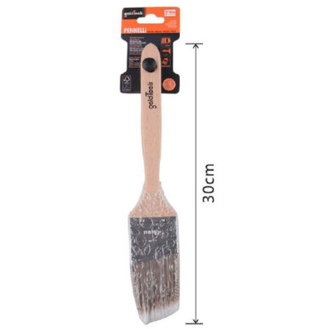 TRADE SHOP - Pennello Piatto 30cm Obliquo Con Manico In Legno Setole Lunghe Da Pittura 90212 -