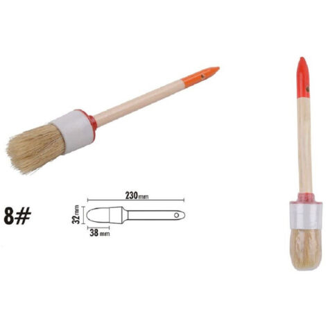 TRADE SHOP - Pennello Pittura Maniglia In Legno Setole Naturali A Testa Tonda 38 Mm 8" 90292 -