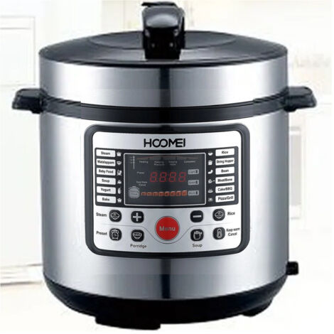 Trade Shop - Pentola A Pressione Elettrica Multifunzione 900w 5lt Antiaderente 12 Cotture -