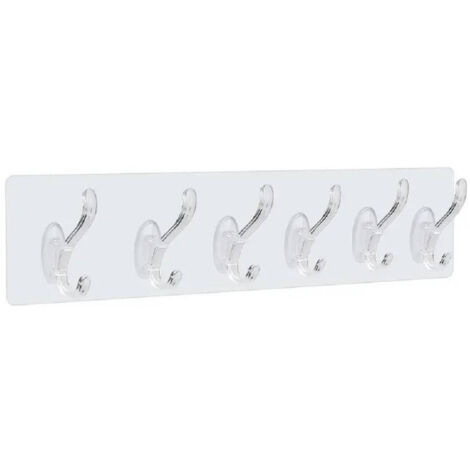 Trade Shop - Perchero De Pared De 6 Filas Adhesivos Transparentes Accesorios Para Colgar -