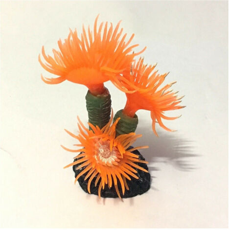 TRADE SHOP - Pianta Corallo Artificiale Finto Per Decorazione Acquario Arancione Vasca Pesci -