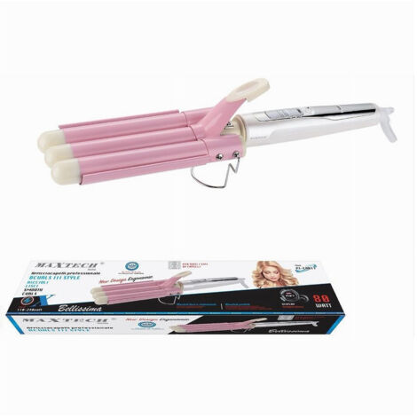 TRADE SHOP - Piastra 80 Watt Capelli Ondulati 3 Tubi Effetto Onde Arricciacapelli Pi-ca017 -